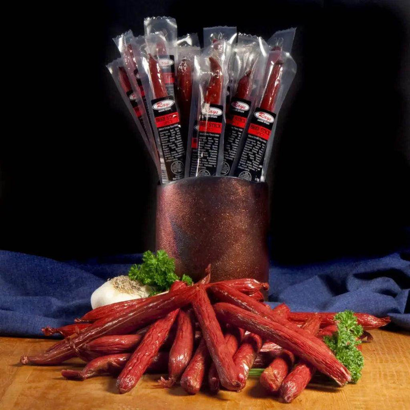 Spicy Beef Sticks 24 Count Canister - Rays Jerky
